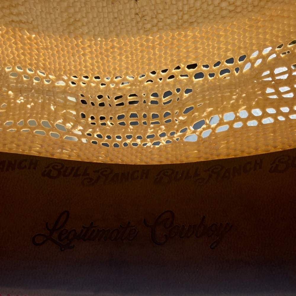 Bull Ranch Cream Straw Cowboy Hat with Brown Band - Picture 5 of 10